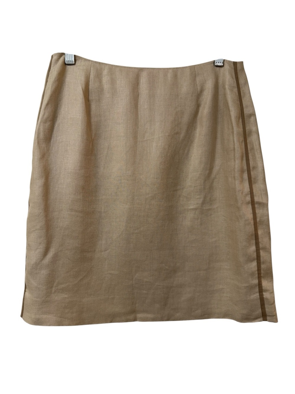 J. Crew collection linen pencil skirt tan beige size 6 quiet luxury office